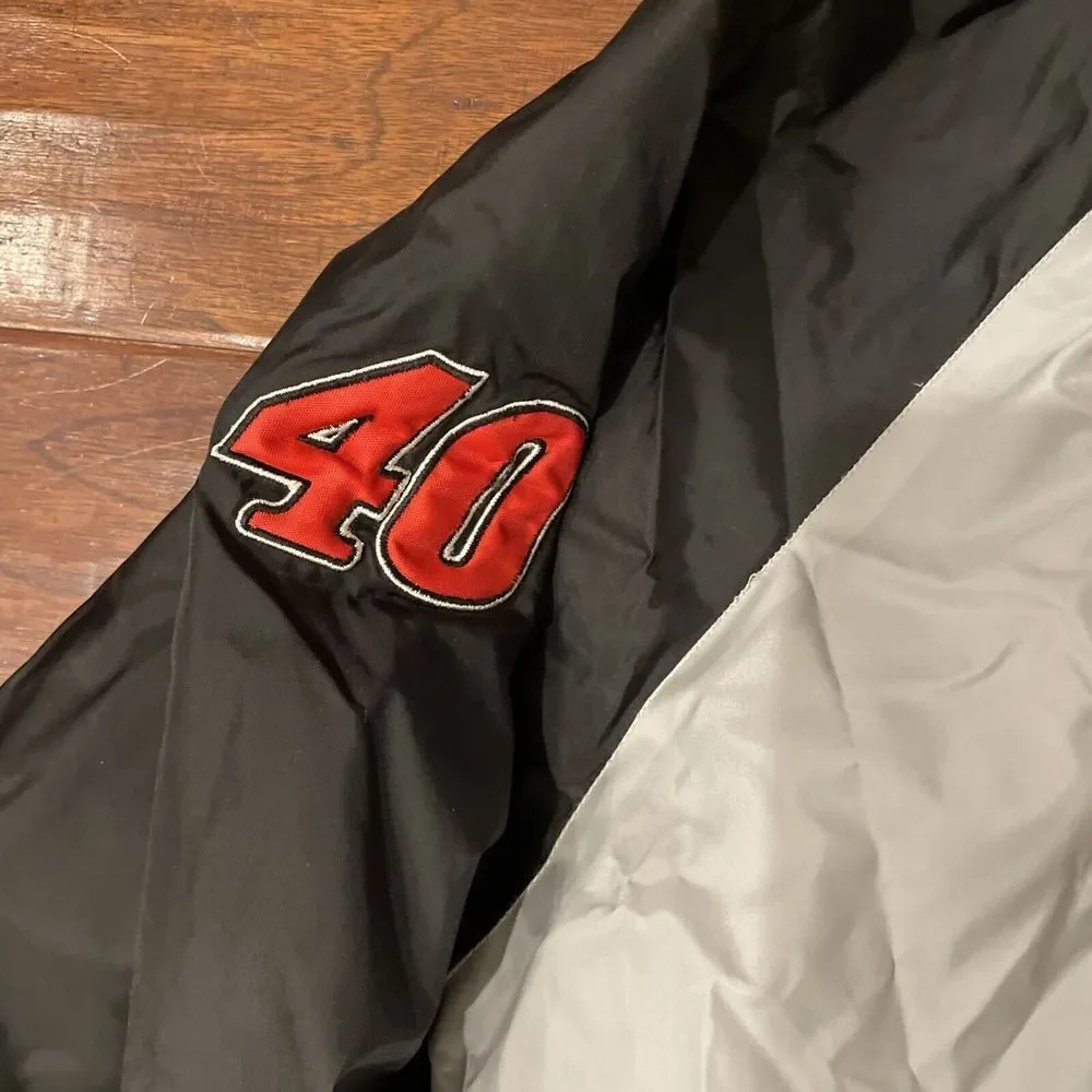 Winners Circle Sterling Marlin 40‎ NASCAR V-Neck Windbreaker Jacket Sz Lg Silver